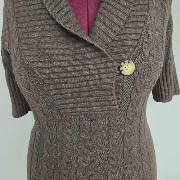 Women's Sarsaparilla Brown Cable Knit Fur Blend Tunic Sweater | Size Medium - Picture 5 of 10